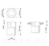 Nitonakrętka M10 x 20 MM, ryflowana, mini stożek - 3