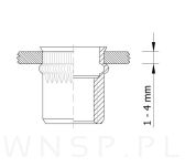 Nitonakrętka M10 x 20 MM, ryflowana, mini stożek - 6