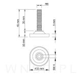 Regulator, nóżka, stopka meblowa  M8 X 45 mm - 3