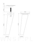 Noga meblowa bukowa skośna, 15 cm surowa z blachą montażową - 2