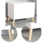 Nóżka bukowa surowa 15 cm, kwadratowa skośna 32x32 mm z blachą - 3