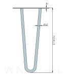 Noga stalowa z pręta 12 mm, typ Hairpin, stalowa surowa, lakier bezbarwny 710 mm - 9
