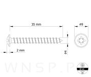 Wkręt 4,0 X 35 mm podkładkowy do drewna - 2
