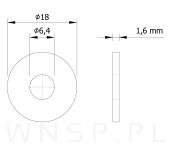 Podkładka M6, 6.4 / 18 / 1.5 - DIN 9021 - 5
