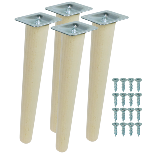 4x Noga bukowa skośna UNIQ 25 CM z blachą montażową