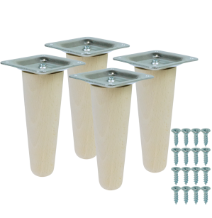 4x Noga bukowa prosta UNIQ 10 CM z blachą montażową