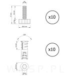 10x Stopki meblowe M6 x 20 mm z mufą wkręcaną M6 - 3