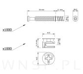 Złącze meblowe mimośrodowe zaczep 34 mm, komplet złącza do mebli 1000 kpl. - 2