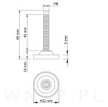 Stopka meblowa M8 X 60 mm, z nacięciem prostym - 2