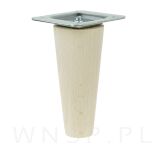 Noga bukowa prosta, stożek 10 cm surowa z blachą montażową - 4