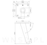 Noga stalowa skośna stożek 13 cm, z blachą montażową, czarna matowa - 2