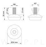 Stopka do mebla, M8 x 30 mm, regulator poziomu - 2