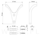 Haczyk Pisa typ V, wieszak podwójny, czarny - 3
