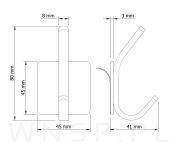 Haczyk podwójny, uchwyt, wieszak stal nierdzewna, mosiądz samoprzylepny - 2