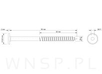 Wkręt HWI 6,3 X 90 mm, SW4, ocynk biały - 3