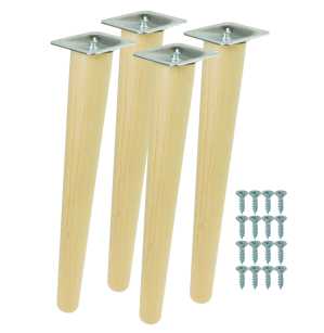 4x Noga bukowa skośna UNIQ 25 CM z blachą montażową