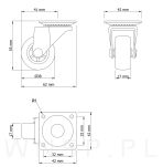 Kółko obrotowe Ø 40 mm, gumowane szare z podstawą w ocynku - 3