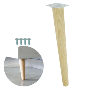 Noga dębowa skośna UNIQ 35 CM z blachą montażową