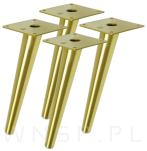 Noga stalowa skośna stożek 23 cm, z blachą montażową, mosiądz szczotkowany - 6