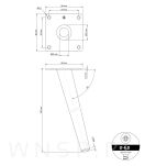 Noga stalowa skośna stożek 23 cm, z blachą montażową, mosiądz szczotkowany - 2