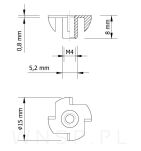 Nakrętka pazurkowa M4 X 8 mm - 3