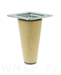 Noga bukowa prosta, stożek 6 cm lakier bezbarwny z blachą montażową - 4
