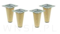 Noga bukowa prosta, stożek 6 cm lakier bezbarwny z blachą montażową - 10
