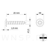 Wkręty podkładowe 3,5 x 20 mm do drewna - 2