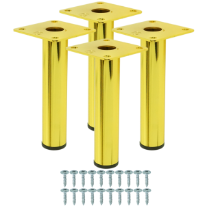 Nogi stalowe okrągłe 14,6 cm, zestaw nóg z wkrętami, złote