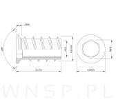 M8 X 22 mm - Mufa wkręcana z kołnierzem do drewna - 2