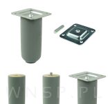 Nóżka bukowa szary mat 10 cm, walcowa 45 mm z blachą - 10