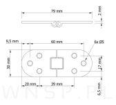 Zawias maszynowy do stołów 6 otworowy, 79 x 30 mm czarny mat - 2