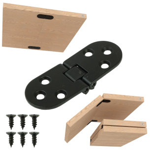 Zawias maszynowy do stołów 6 otworowy, 80 x 30 mm czarny mat
