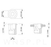 Nitonakrętka M6 x 15 MM, 1/2 sześciokątna z kołnierzem - 3