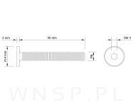 M6 X 45 mm metryczny z łbem walcowym SW 4 - 2