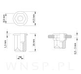 Nitonakrętka M6 x 15 MM, sześciokątna z kołnierzem - 3