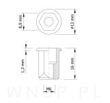 Nitonakrętka M6 x 15 MM, sześciokątna z kołnierzem - 6