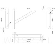 Wspornik, konsola do półki ściennej, wiszącej 250 x 160 x 25 mm - 2