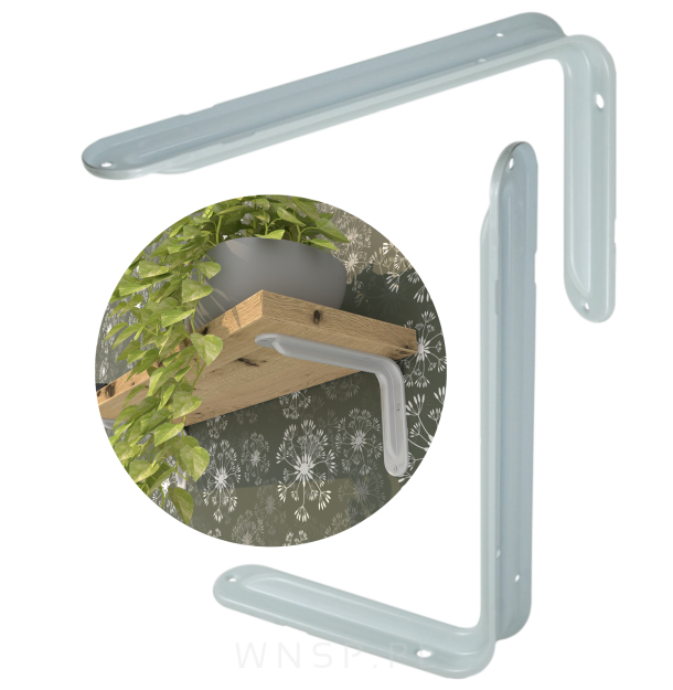 Wspornik do półki ściennej 2 sztuki 260 x 170 mm, biały