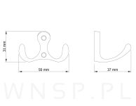 Haczyk 2 ramienny wieszak przykręcany, typ Madera, złoty antyczny - 2
