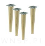 Noga bukowa prosta, stożek 45 cm lakier bezbarwny z blachą montażową - 10