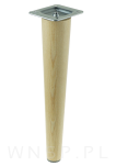 Noga bukowa prosta, stożek 45 cm lakier bezbarwny z blachą montażową - 4
