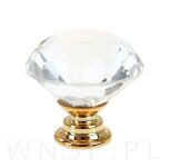 Uchwyt kryształ - diament 30 mm, złota podstawa - 3