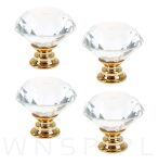 Uchwyt kryształ - diament 30 mm, złota podstawa - 7