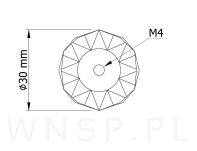 Uchwyt kryształ - diament 30 mm, złota podstawa - 6