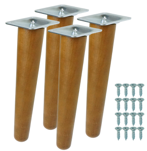 4x Noga bukowa skośna UNIQ 25 CM z blachą montażową