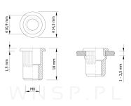 Nitonakrętka M8 x 18 MM, ryflowana z kołnierzem - 2