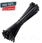 Opaski zaciskowe kablowe 3,6 x 400 mm trytytki, trytki czarne zestaw 100 szt. - 3