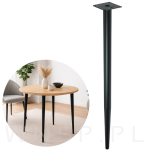 Noga stalowa stożek 71 cm, z blachą montażową, czarna matowa - 4