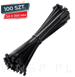 Opaski zaciskowe kablowe 3,6 x 300 mm trytytki, trytki czarne zestaw 100 szt. - 3